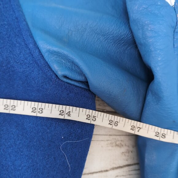 First Impressions Varsity Jacket Blue/White Melton Wool Leather Retro – Men’s 46 - Picture 9 of 12